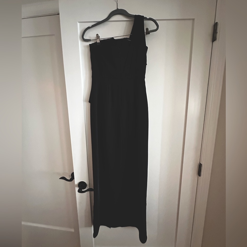 One shoulder black gown